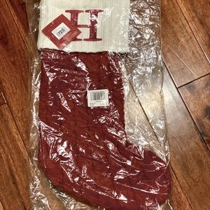 “H” Red knit Christmas stocking